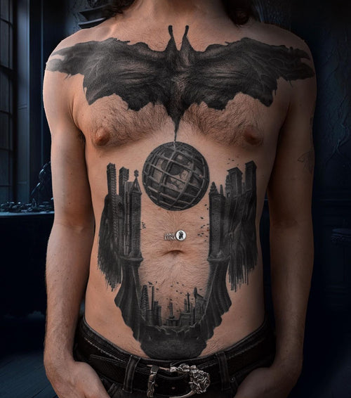 Batman chest tattoo finished (front) | Batman tattoo, Tattoo designs,  Tattoos